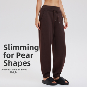 Sieviešu kokvilnas džoggera bikses, vidējā josta, mitrumu vadība, piemērotas skriešanai un fitnesam