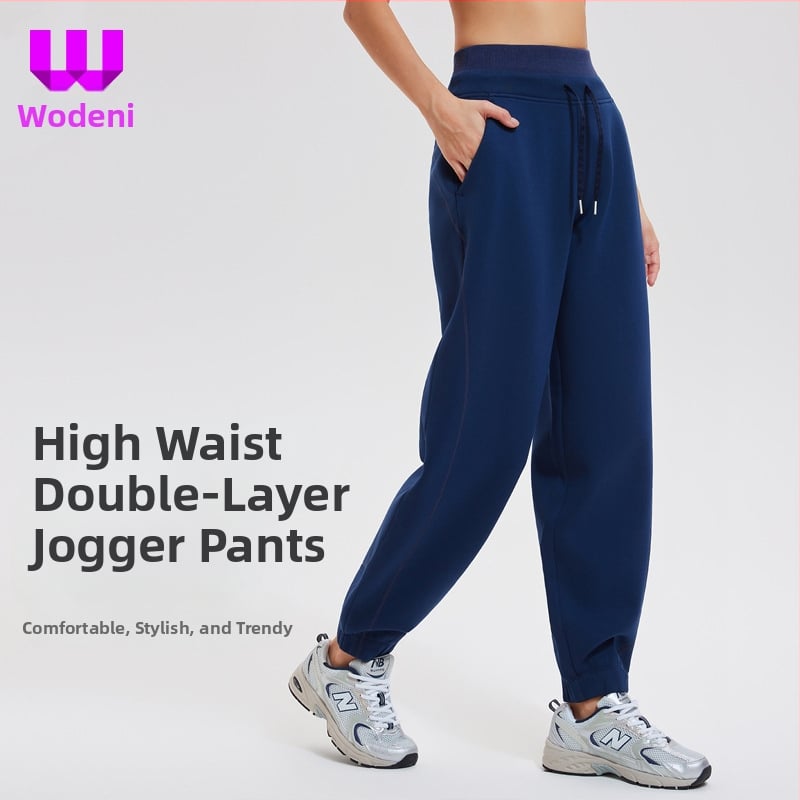 Sieviešu kokvilnas džoggera bikses, vidējā josta, mitrumu vadība, piemērotas skriešanai un fitnesam