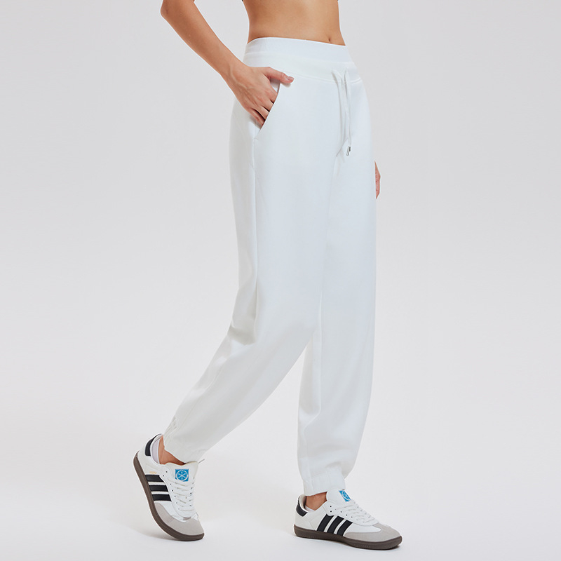 Sieviešu kokvilnas džoggera bikses, vidējā josta, mitrumu vadība, piemērotas skriešanai un fitnesam
