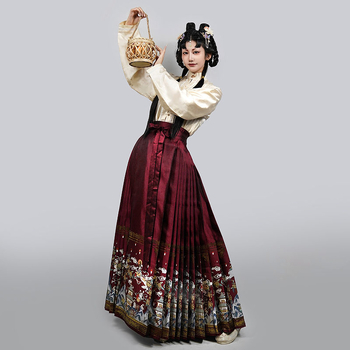 Hanfu haljina s brokatom i vezom, glavna tkanina Spandex 80-90%, drugi sastav Spandex 30-50%, vezenje, ljeto 2022
