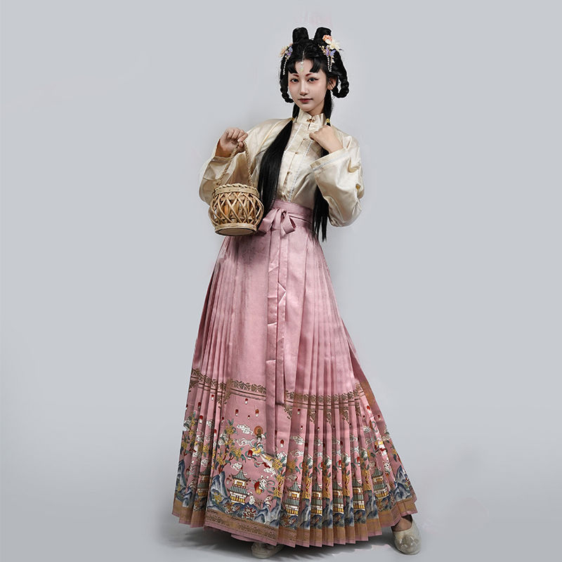 Hanfu haljina s brokatom i vezom, glavna tkanina Spandex 80-90%, drugi sastav Spandex 30-50%, vezenje, ljeto 2022