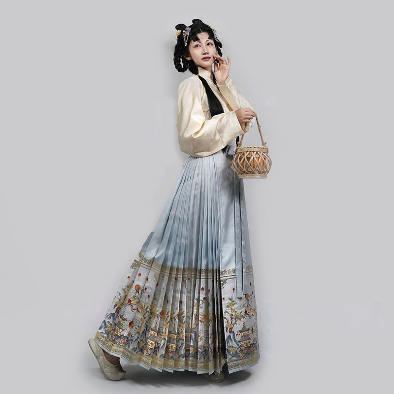 Hanfu haljina s brokatom i vezom, glavna tkanina Spandex 80-90%, drugi sastav Spandex 30-50%, vezenje, ljeto 2022