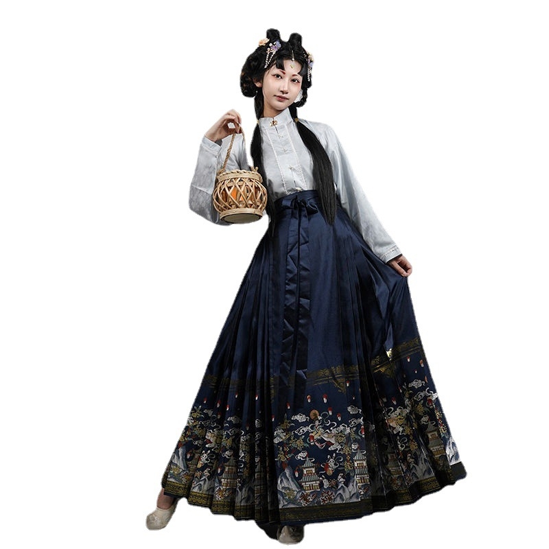 Hanfu haljina s brokatom i vezom, glavna tkanina Spandex 80-90%, drugi sastav Spandex 30-50%, vezenje, ljeto 2022