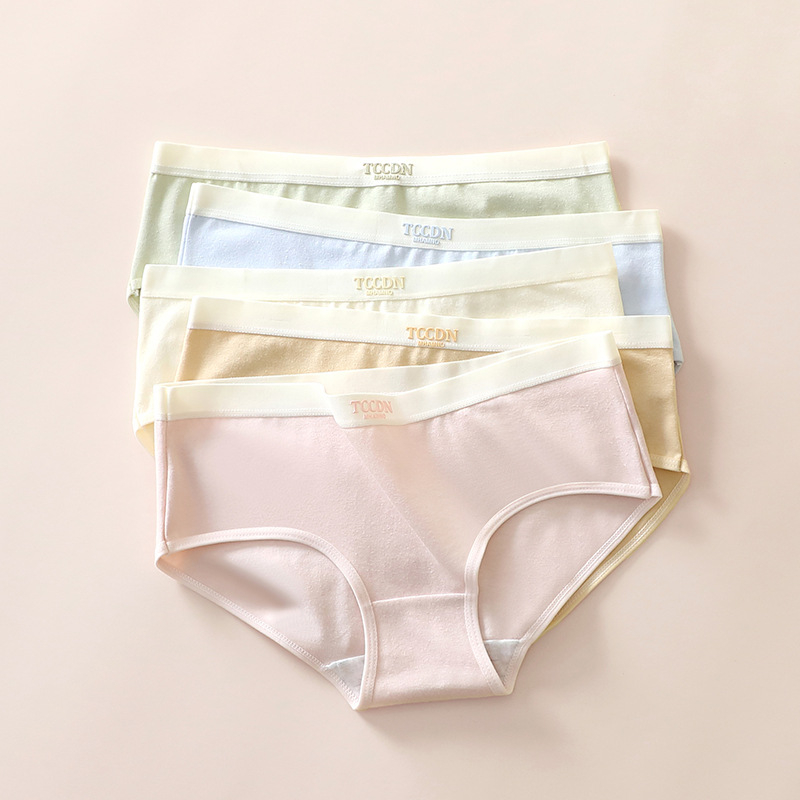 Ženske pamučne gaćice - srednji pojas, prozračne, pletene, jednobojne