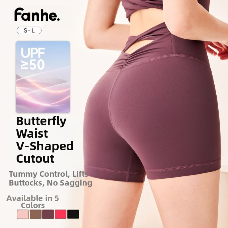 Moterų aukštos juosmens pakeliamų sėdmenų dviračių šortai, 3/4 ilgio, tinkami treniruotėms, jogai ir pilatesui; nailonas 79% + elastanas 20%