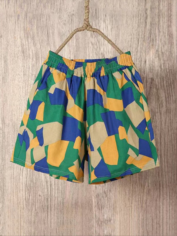 Női pamut és len rövidnadrág, magas derekú, vékony anyag, retro stílus.