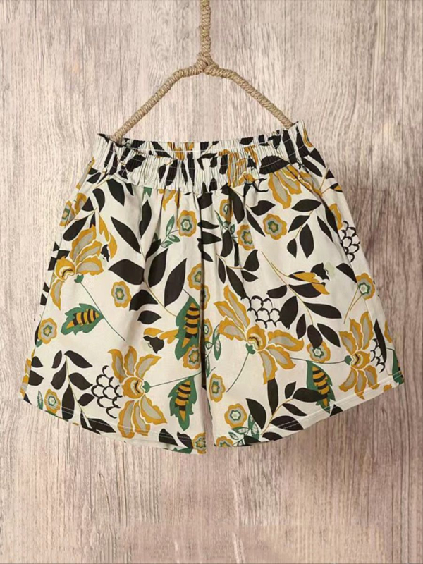 Női pamut és len rövidnadrág, magas derekú, vékony anyag, retro stílus.