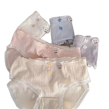 Gaćice za djevojčice u korejskom stilu, jacquard, 5A antibakterijski šav, 100% pamuk, prozračne, srednja visina struka, pokrivaju bokove