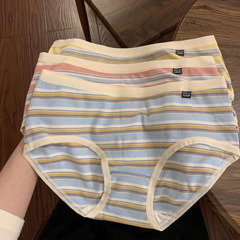 Ženske modalne gaćice s prugastim uzorkom, pletene, srednji pojas, prozračne, pamuk podstava