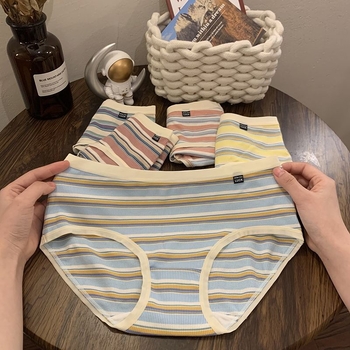 Ženske modalne gaćice s prugastim uzorkom, pletene, srednji pojas, prozračne, pamuk podstava