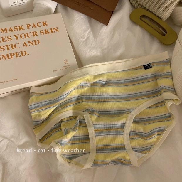 Ženske modalne gaćice s prugastim uzorkom, pletene, srednji pojas, prozračne, pamuk podstava