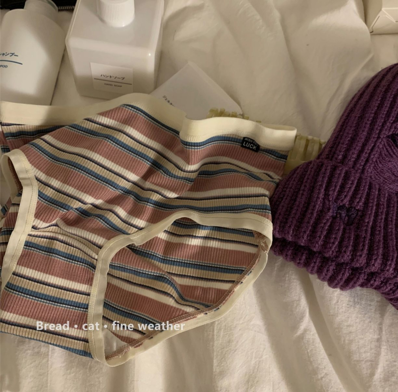 Ženske modalne gaćice s prugastim uzorkom, pletene, srednji pojas, prozračne, pamuk podstava