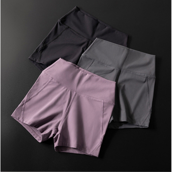 Moteriški siauri sportiniai šortai, greitai džiūstantis nailonas, aukštas liemuo, jogai ir bėgimui, vasara 2025
