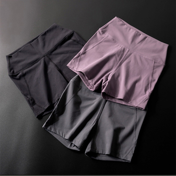 Moteriški siauri sportiniai šortai, greitai džiūstantis nailonas, aukštas liemuo, jogai ir bėgimui, vasara 2025