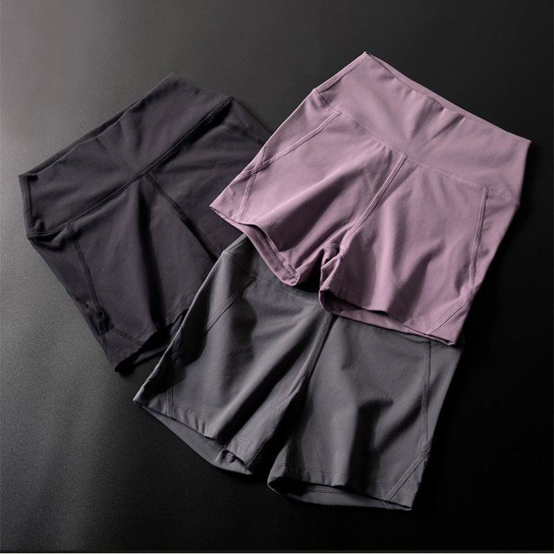 Moteriški siauri sportiniai šortai, greitai džiūstantis nailonas, aukštas liemuo, jogai ir bėgimui, vasara 2025