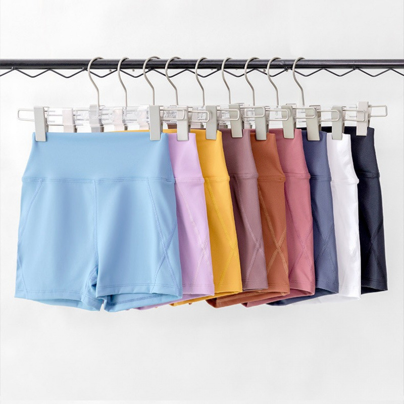 Moteriški siauri sportiniai šortai, greitai džiūstantis nailonas, aukštas liemuo, jogai ir bėgimui, vasara 2025