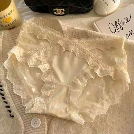 Ženske čipkaste bikini gaćice s pamukom u području prepona; prozračne, antibakterijske, brzo se suše; nylon smjesa.