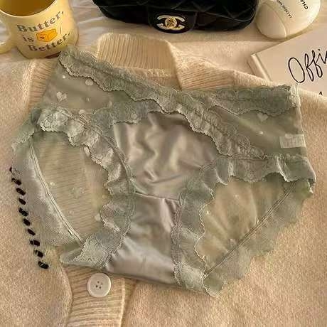 Ženske čipkaste bikini gaćice s pamukom u području prepona; prozračne, antibakterijske, brzo se suše; nylon smjesa.