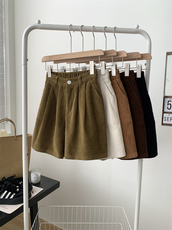 Corduroy sieviešu ikdienas bikses, augsts viduklis, plašas kājas, 5/8 garums, kokvilnas maisījums, brīvs piegriezums