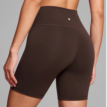 Moterų jogos šortai, aukštas liemuo, šlifuota vidinė danga, Capri ilgis, nailono su spandeksu audinys, superelastiški