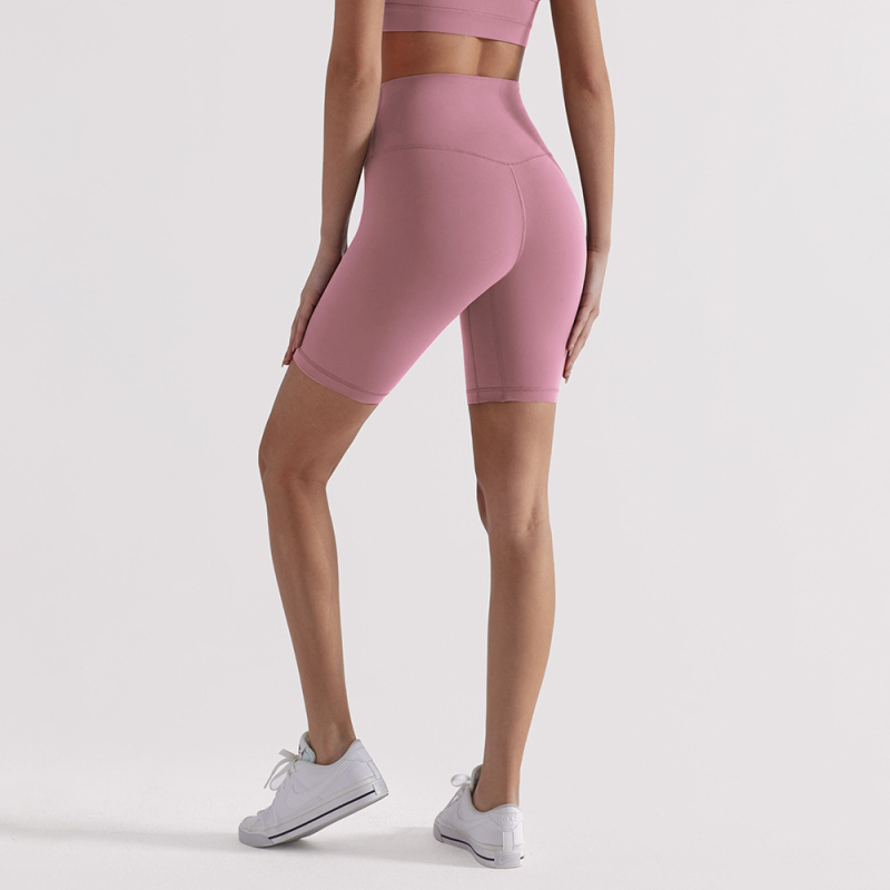 Moterų jogos šortai, aukštas liemuo, šlifuota vidinė danga, Capri ilgis, nailono su spandeksu audinys, superelastiški