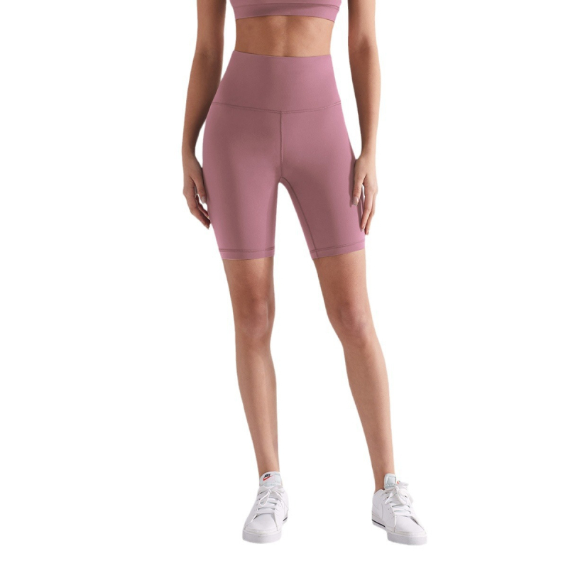 Moterų jogos šortai, aukštas liemuo, šlifuota vidinė danga, Capri ilgis, nailono su spandeksu audinys, superelastiški