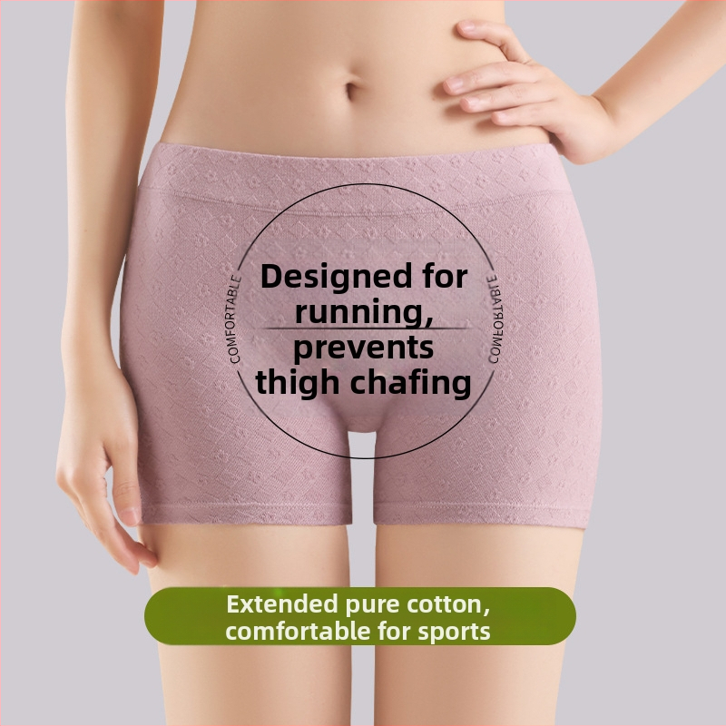 Sieviešu drošības apakšveļa ar vidējo jostu no kokvilnas, reljefveidīgs raksts, anti-slip funkcija, galvenais materiāls 90–95% kokvilna, starpkājuma oderējums 100% kokvilna