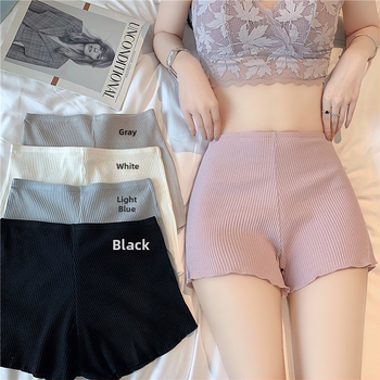 Sieviešu drošības šorti no kokvilnas ribas adījuma, augsts viduklis, 3/4 garums, vienkrāsains, aizsardzība pret ekspozīciju