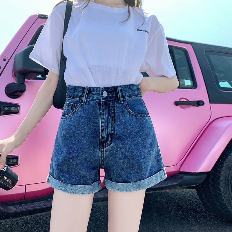 Naistele džinsised lühikesed – kõrge vöökoht, laiad lõiked, lõhed, kolmandiku pikkus, denim/puuvill