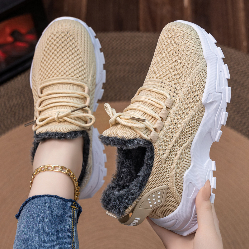 Încălțăminte de iarnă pentru femei din bumbac, talpă groasă, căptușire din bumbac, glezna joasă, vârf rotund