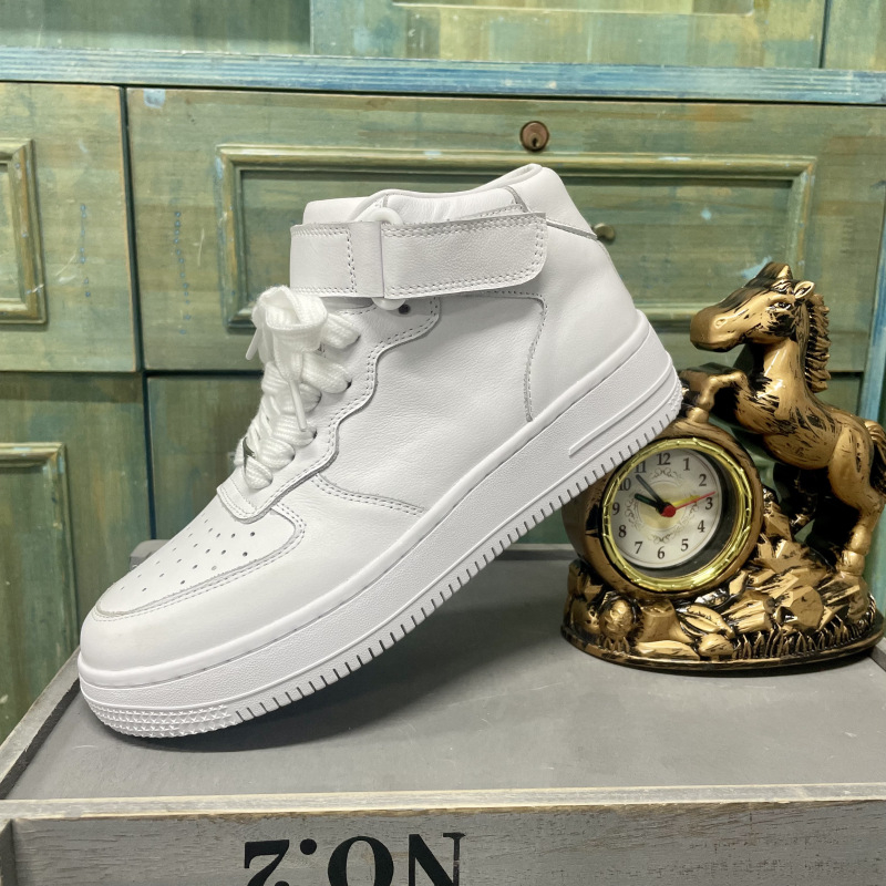 Adidași înalți unisex din piele de vacă, respirabili, talpă din cauciuc, închidere cu șireturi în față