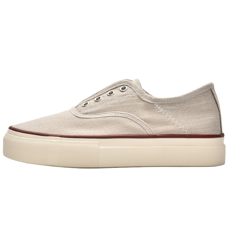 Platnene tenisice, prozračne gornje tenisice, Slip-On lazy casual tenisice, zaobljen nos, uložak od umjetne dlake, gumena potplat