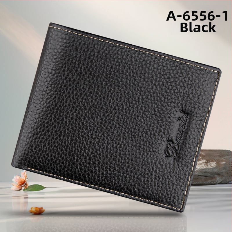 Portofel scurt pentru bărbați, din piele de vițel de primă calitate, cu buzunar cu fermoar, stil urban minimalist, model monocrom, căptușeală Guangzhou