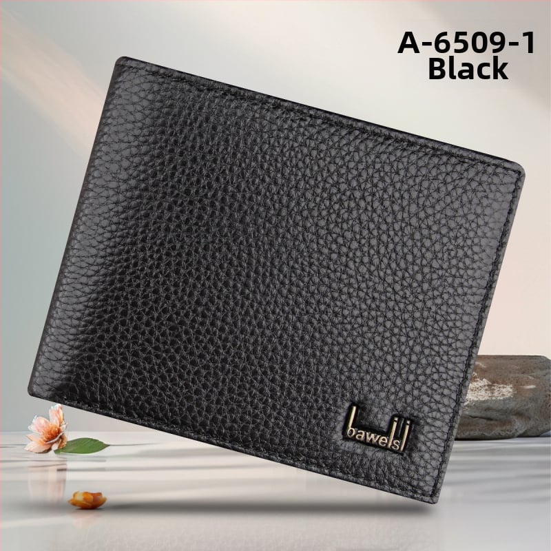 Portofel scurt pentru bărbați, din piele de vițel de primă calitate, cu buzunar cu fermoar, stil urban minimalist, model monocrom, căptușeală Guangzhou