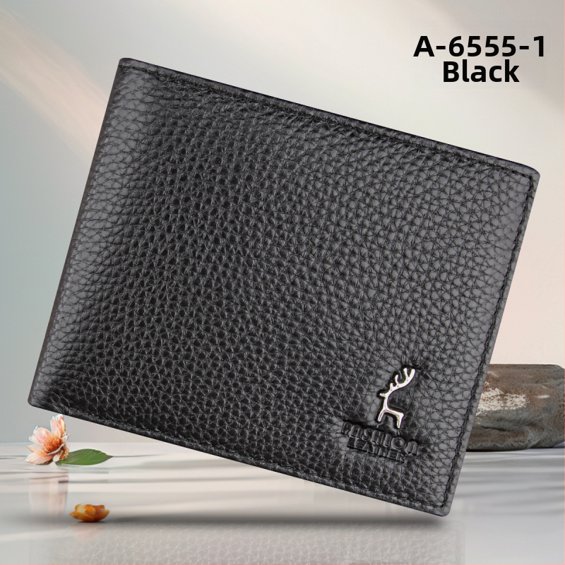 Portofel scurt pentru bărbați, din piele de vițel de primă calitate, cu buzunar cu fermoar, stil urban minimalist, model monocrom, căptușeală Guangzhou