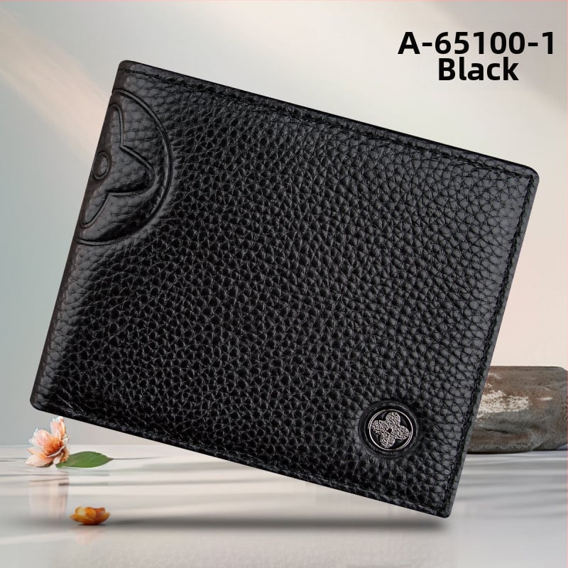 Portofel scurt pentru bărbați, din piele de vițel de primă calitate, cu buzunar cu fermoar, stil urban minimalist, model monocrom, căptușeală Guangzhou