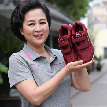 Унисекс обувки за ходене със мрежест връх, закопчаване с лепенка Velcro, кръгъл нос, плосък ток, за есен