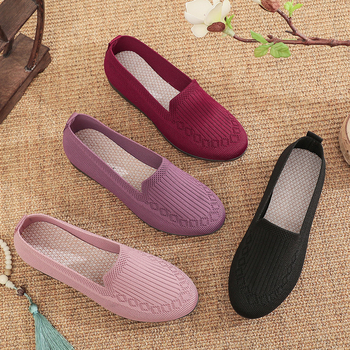 Pantofi comozi pentru zilnic — partea superioară din plasă respirabilă, vârf rotund, toc mic 1–3 cm, branț textil, talpă din plastic