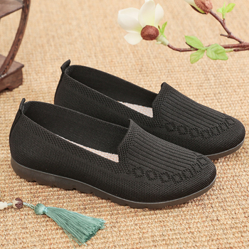 Pantofi comozi pentru zilnic — partea superioară din plasă respirabilă, vârf rotund, toc mic 1–3 cm, branț textil, talpă din plastic