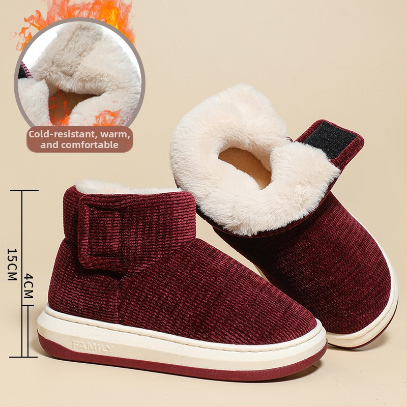 Papuči no kokvilnas vidēja vecuma un vecākiem, ziemas, ar Velcro aizdari, nubuka augšdaļa, neslīdoša zole