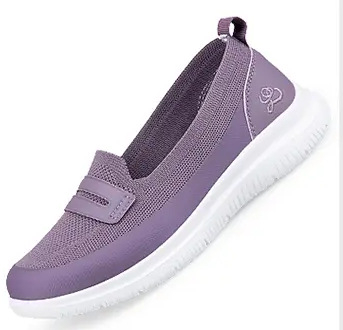 Ženske slip-on cipele s tekstilnim gornjim dijelom, gumom potplatom, okruglim vrhom, ploskim petom