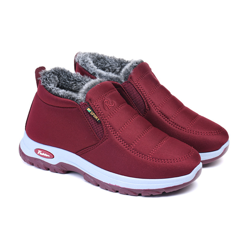 Sieviešu ziemas apavi no auduma ar flīsu odere, augsts augšdaļa, plakanā papēdis, PVC zole, iekšējā kokvilnas odere