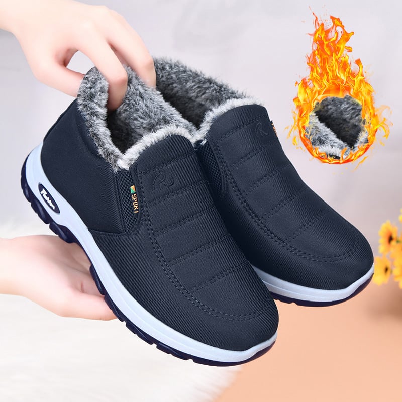 Sieviešu ziemas apavi no auduma ar flīsu odere, augsts augšdaļa, plakanā papēdis, PVC zole, iekšējā kokvilnas odere