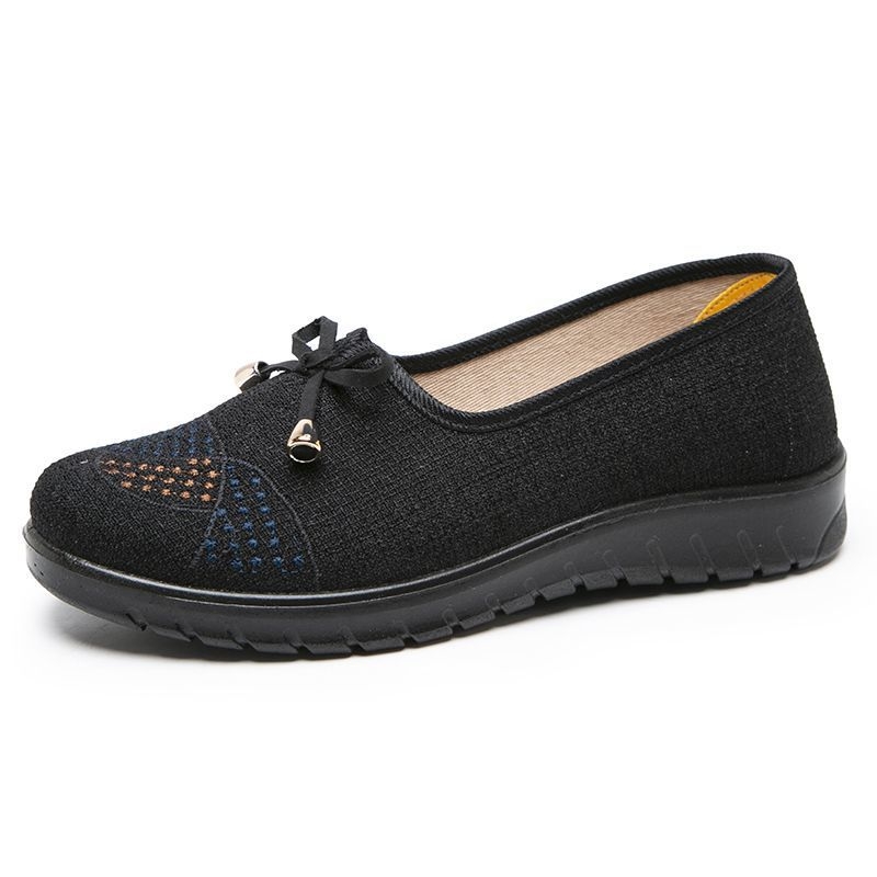 Moteriški drobiniai bateliai su drobiniu viršumi, PVC padas ir plokščias kulnas (pavasaris–ruduo)