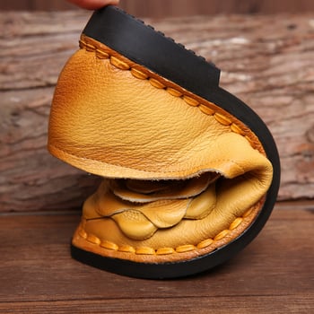 Kézzel készített női cipő, etnikus stílus, valódi bőr felsőrész, gumírozott talp, alacsony sarok 1–3 cm