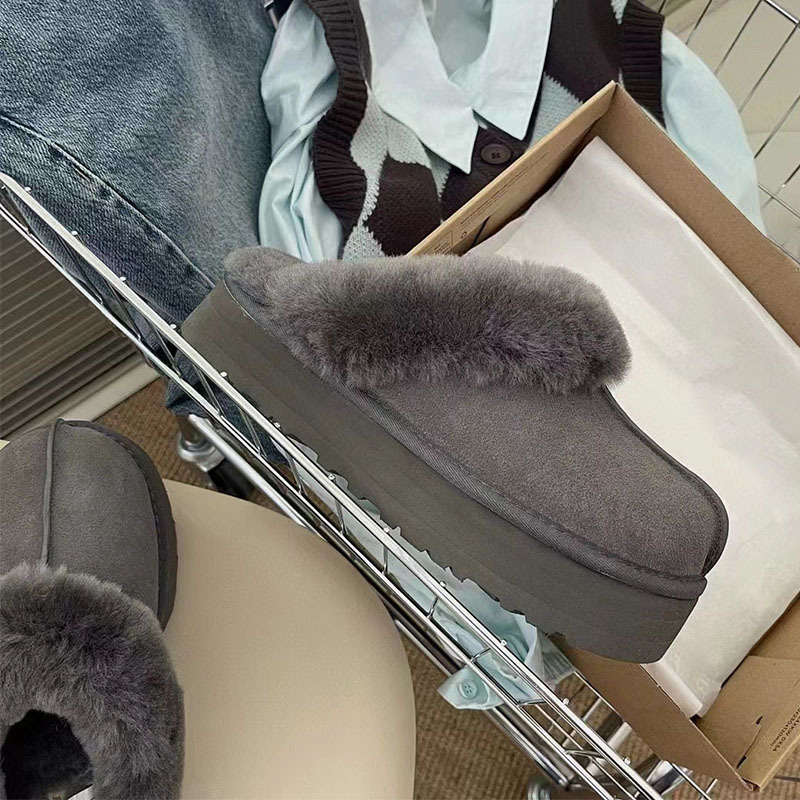 Ghete de iarnă din piele de vită, căptușite cu lână, talpă din cauciuc, talpa de 3–5 cm, stil coreean