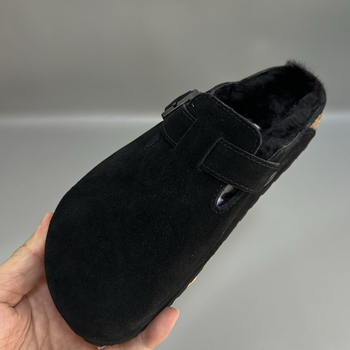 Papuci pluș cu vârf din plută, partea superioară velur, căptușeală din lână pură, talpă din plută naturală + EVA, pentru adulți