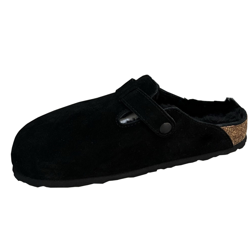 Papuci pluș cu vârf din plută, partea superioară velur, căptușeală din lână pură, talpă din plută naturală + EVA, pentru adulți