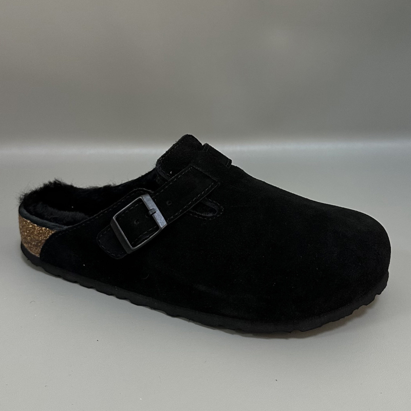 Papuci pluș cu vârf din plută, partea superioară velur, căptușeală din lână pură, talpă din plută naturală + EVA, pentru adulți