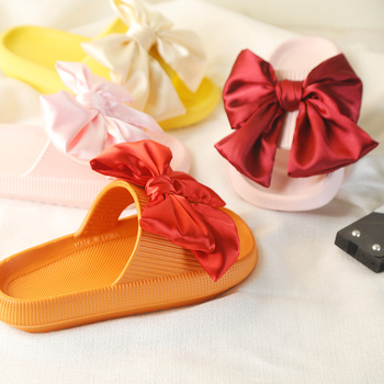 Sandale cu bretea unică, fundă, talpă EVA groasă 3–5 cm, respirante, stil prințesă, vulcanizate